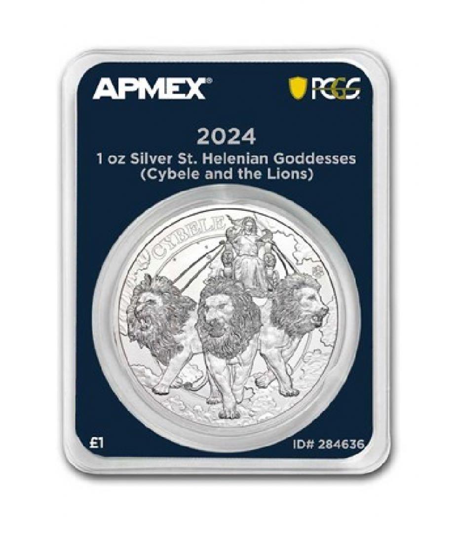 2024 セントヘレナ　キュベレーとライオン銀貨　FIRST STRIKE 1枚
