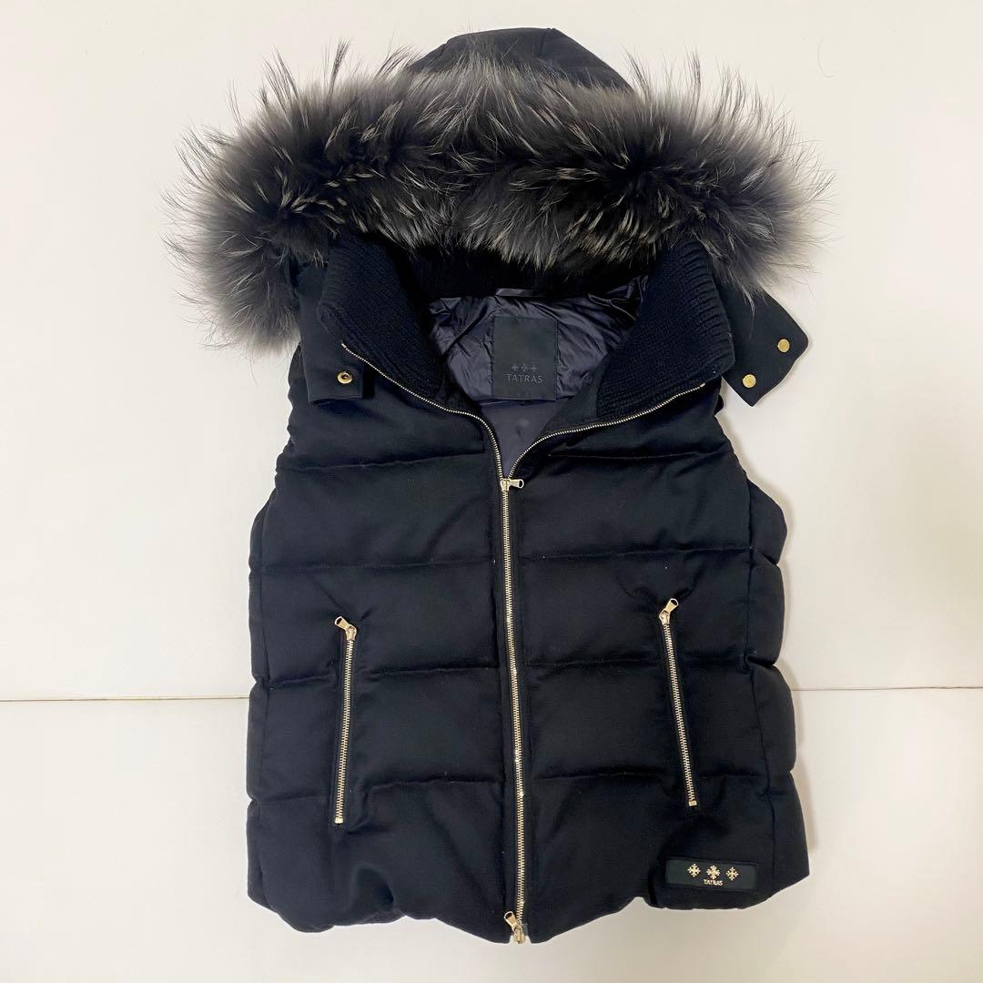 タトラス ダウンベスト　ルセラ　LTA20A4572 黒　M 01 ファー付き