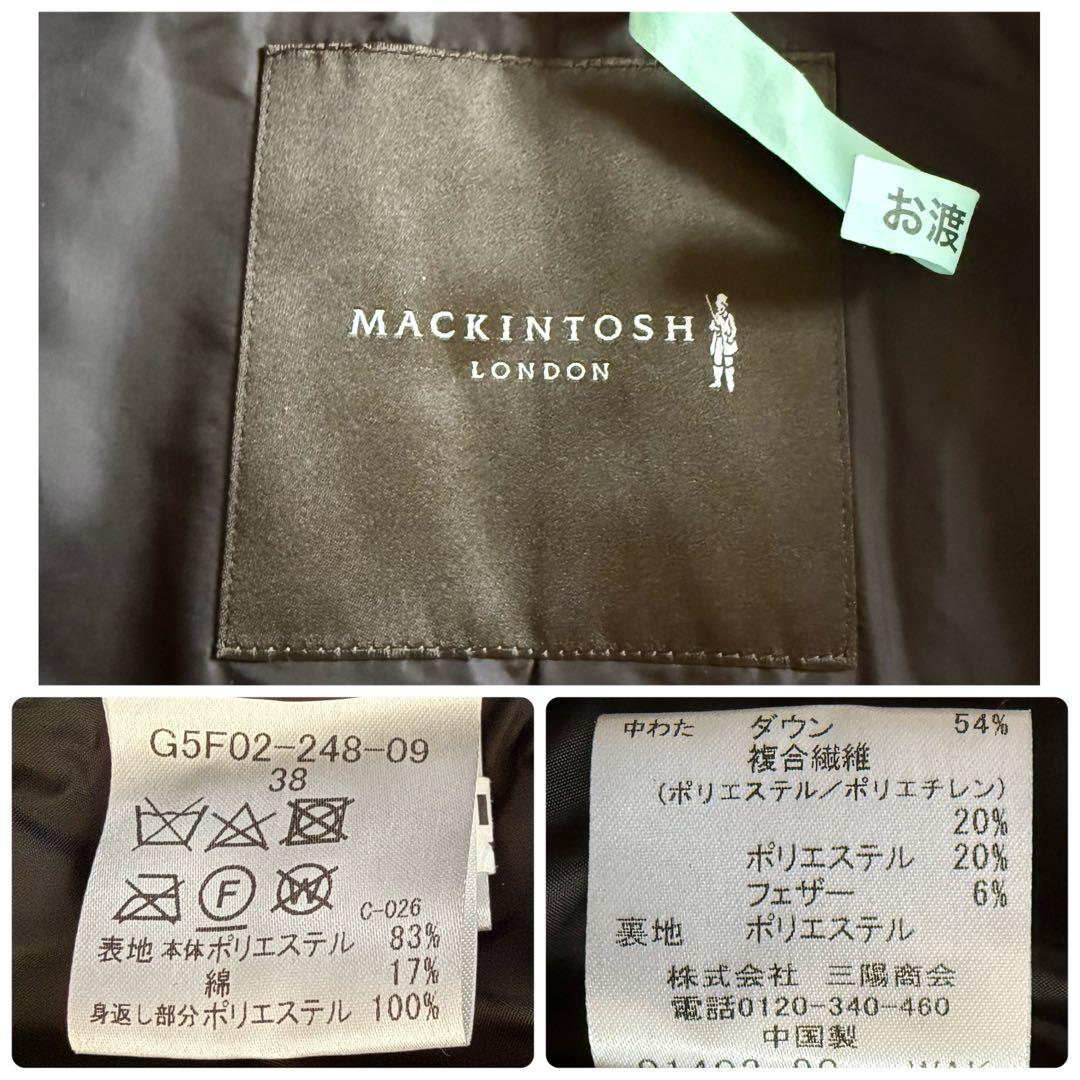 美品★定価11万 マッキントッシュ ブライトクロスシンダウンコート 38 黒