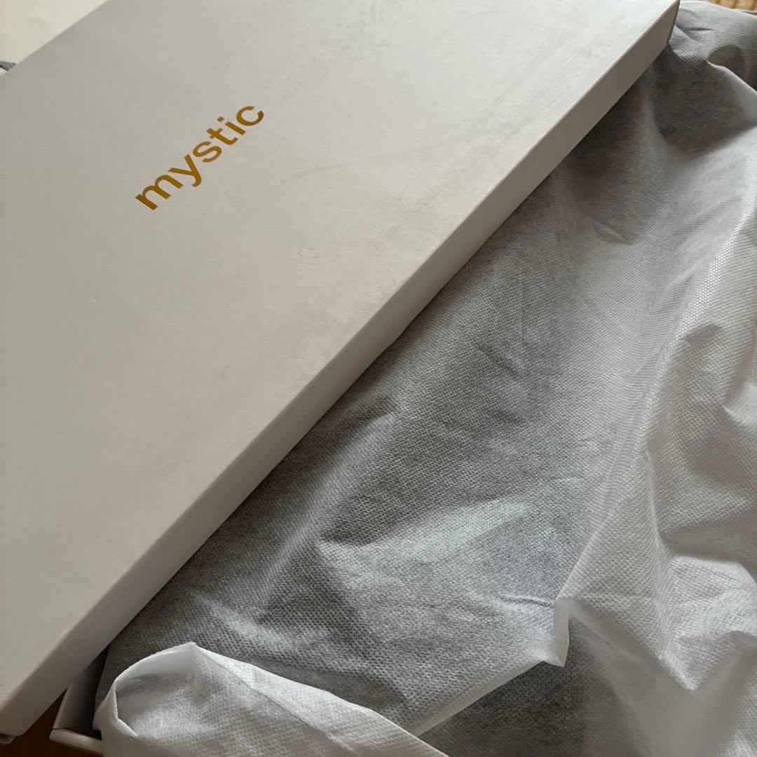 mystic ブラック スクエアトゥロングブーツ