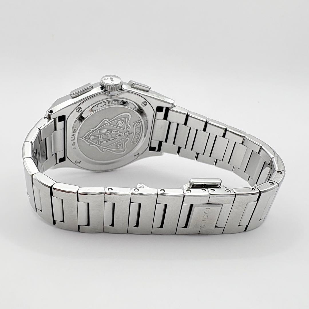 美品　グッチ　シェル文字盤　ダイヤベゼル　メンズ腕時計　パンテオン　クロノグラフ