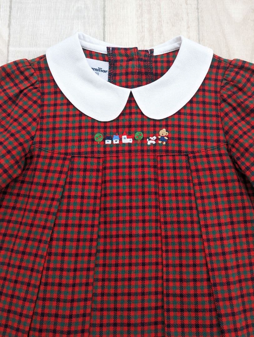 【現行品】familiar　チェック　カーディガン　80