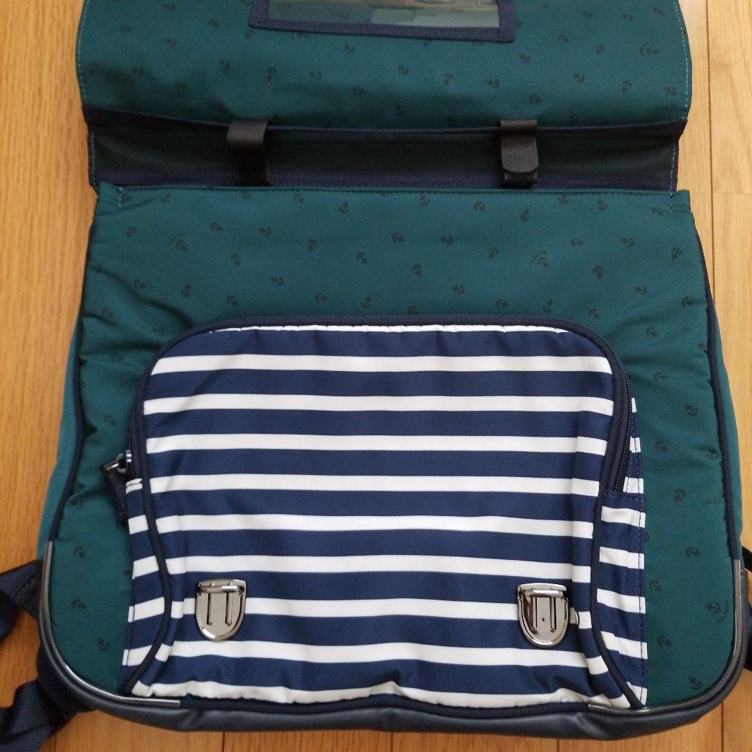 新品未使用 プチバトー リュック ランドセル グリーンとストライプ
