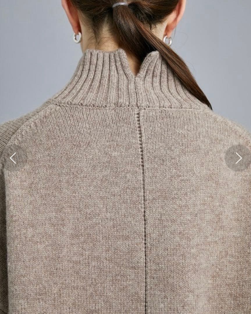 【ネイビー】CINOH オーバーサイズハイネックニット 38 チノ ウール100