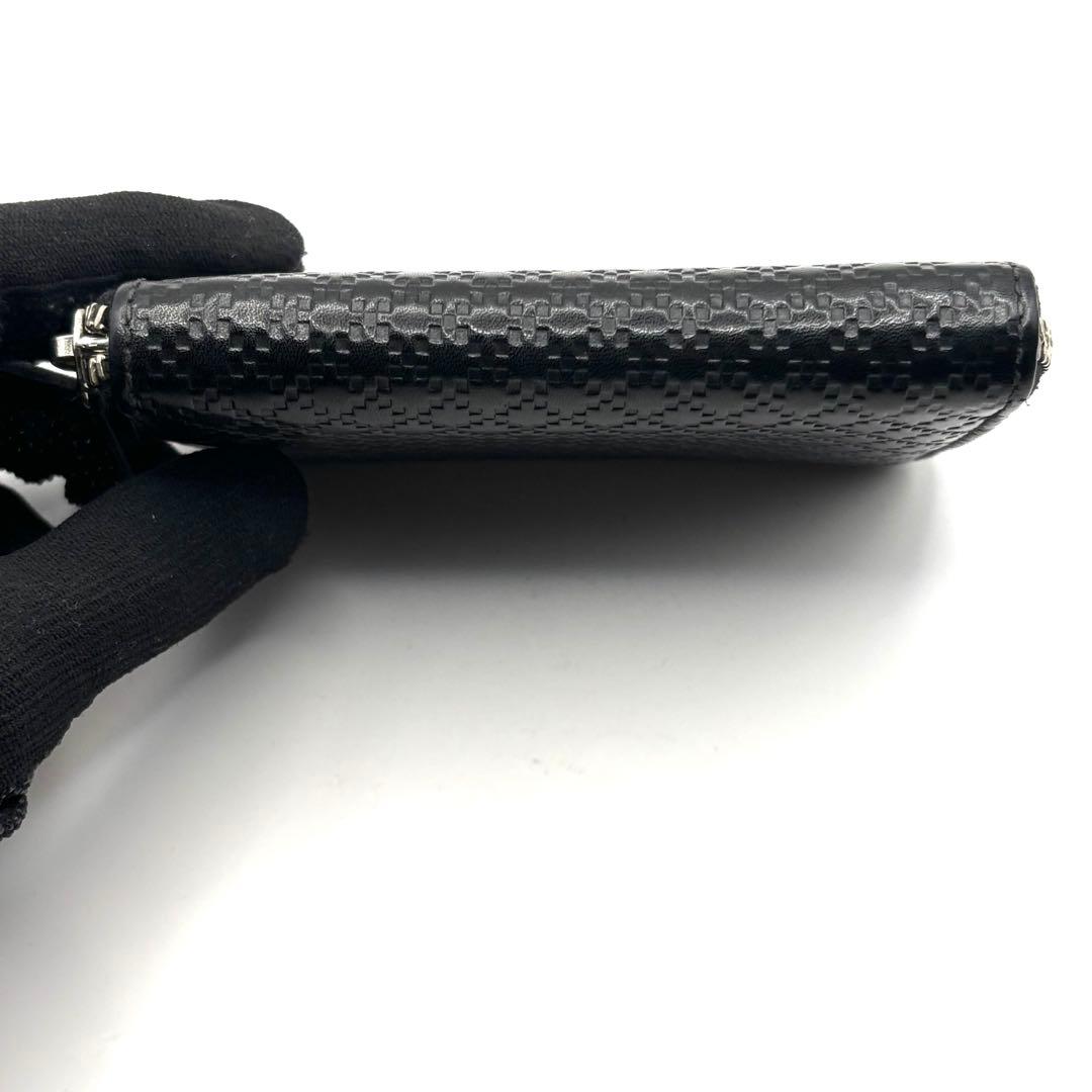 グッチ ケース ディアマンテ ラウンドファスナー レザー ブラック