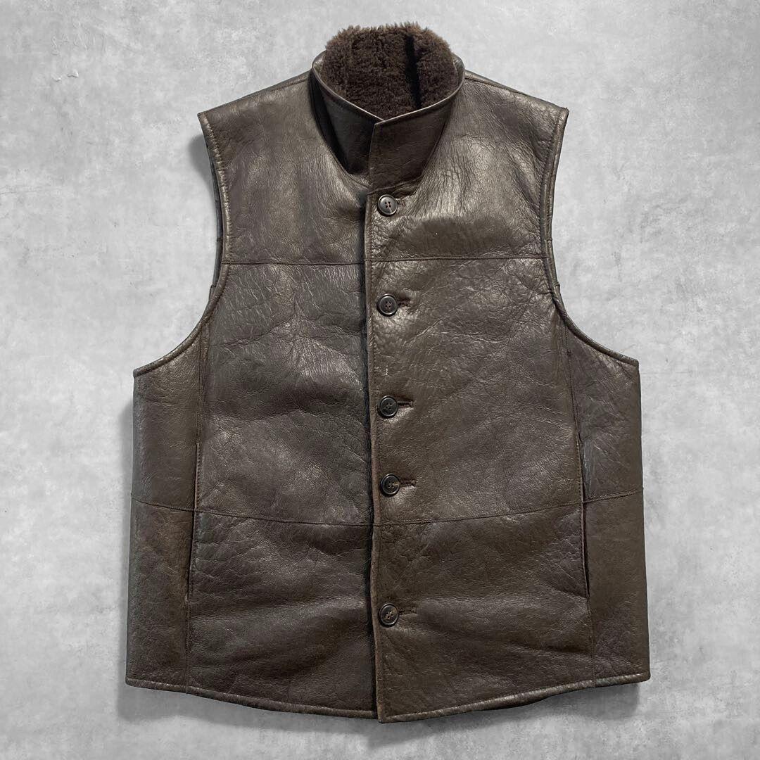 aofu様 ニチロ 毛皮 Sheep House ムートン レザーベスト L 茶