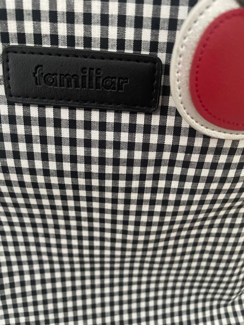 familiar ブラック・ホワイトチェック トートバッグ
