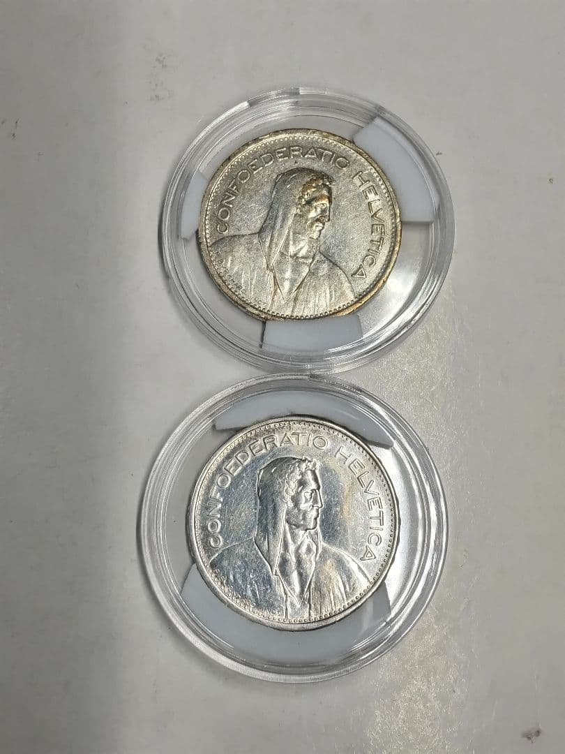 hab014 スイスフラン 5FR銀貨 1932年,1954年 ２枚セット