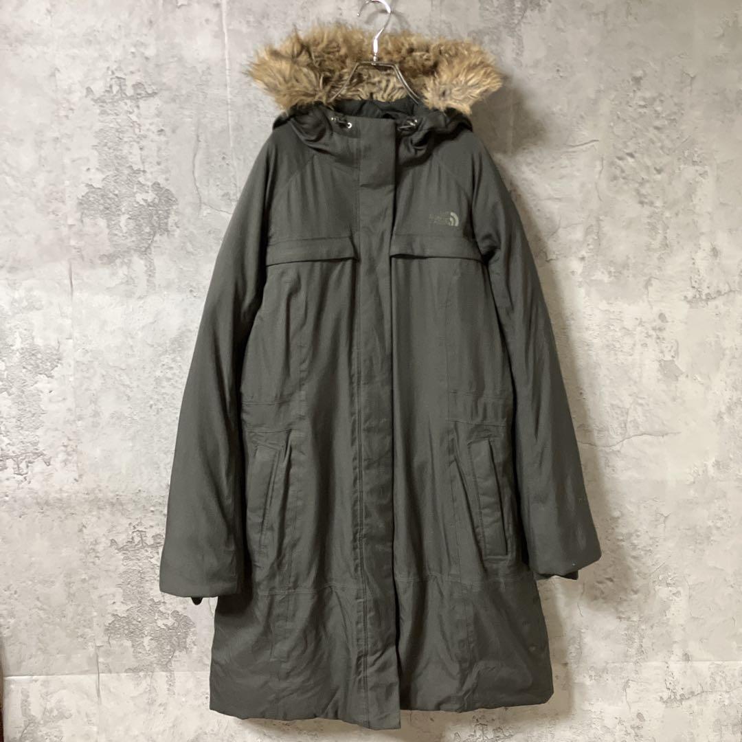 ザノースフェイス　ロングダウンジャケット　人気商品　カーキ　レディース　L