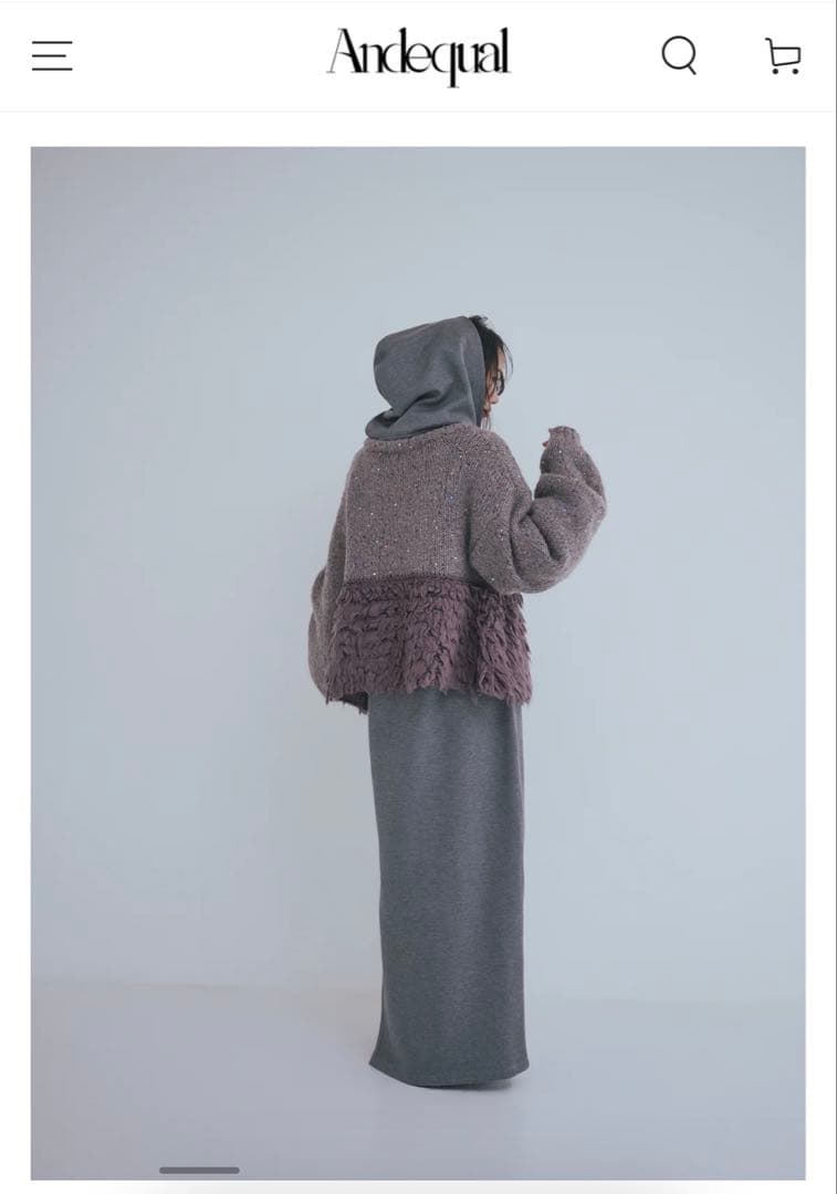 Andequal フリンジデザイングリッターニット