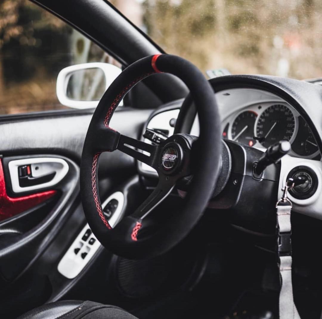 DND　レース　アルカンターラ　パープルステッチ　ステアリング　ハンドル　US