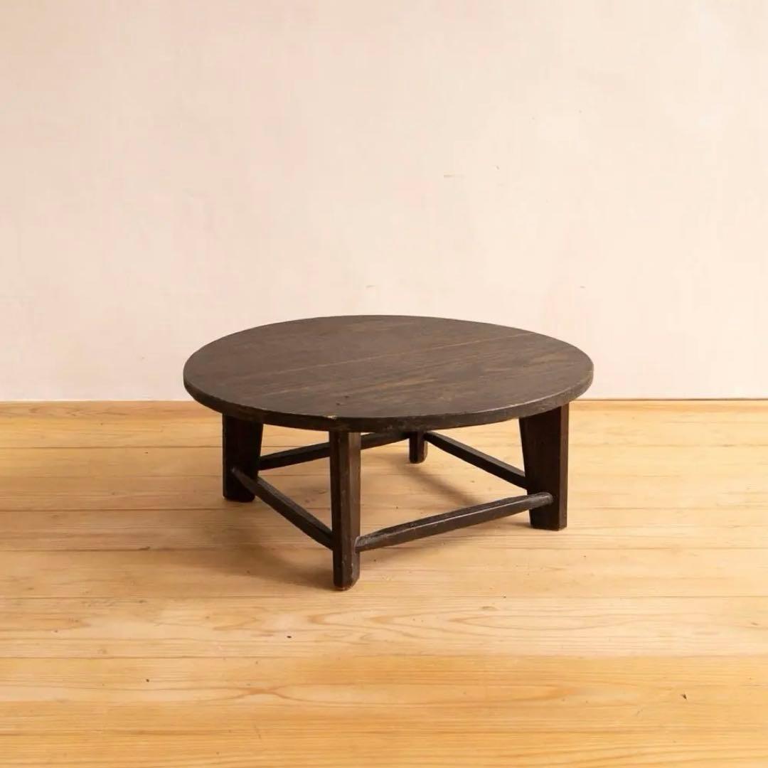 ちゃぶ台　円卓　飾り台　小さめ　直径約55㎝　木製　古道具　ビンテージ