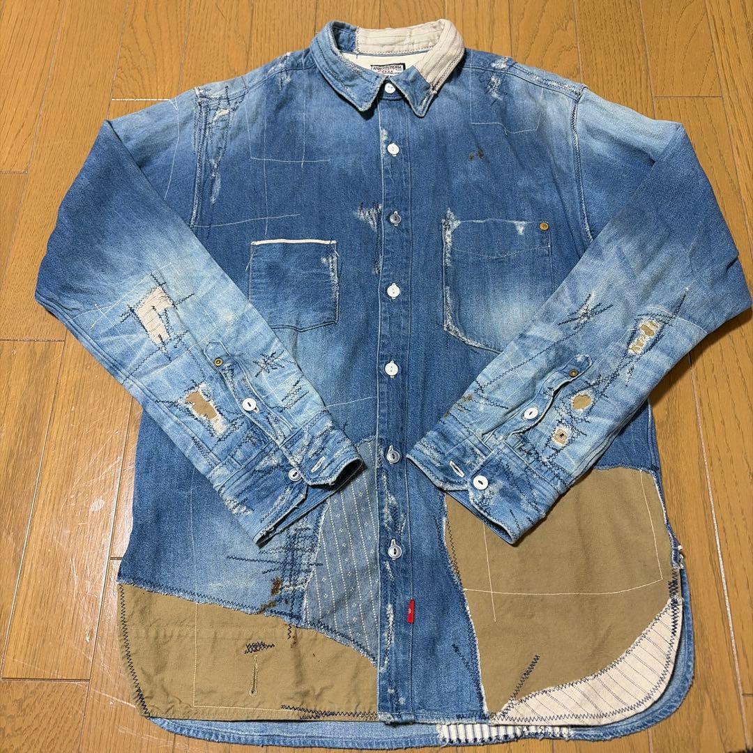 アナクロノーム パッチワークデニムシャツ