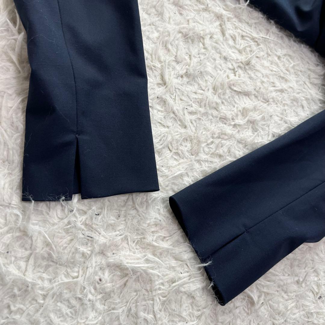 現行極美品　グリーンレーベルリラクシング　パンツスーツ　ノーカラー　ネイビー