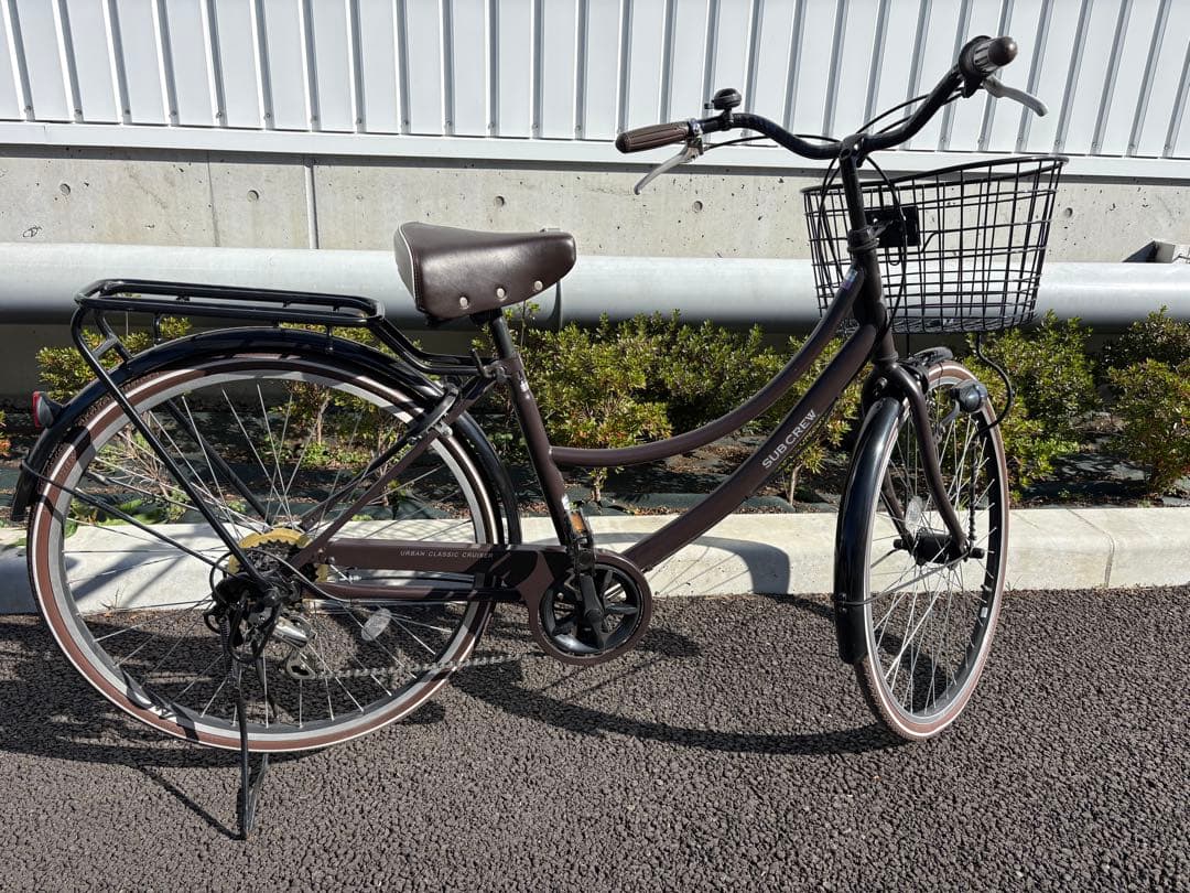 神奈川引取限定　シティサイクル SUBCREW ギア付き　カゴ/キャリア付