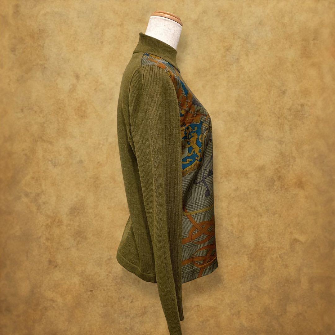 【時巡る】異素材切り替えニット　シルク100%×ウール素材　イタリア製生地　M