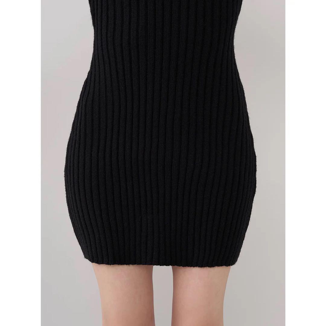 新品タグ付 ダーリッチ グレー レイヤードライクニットミニワンピース フリー