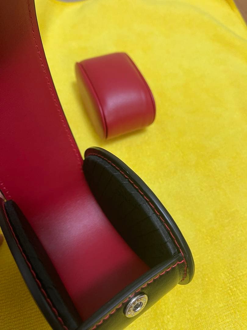 OMEGA純正時計ケース 黒レザー 赤ステッチ