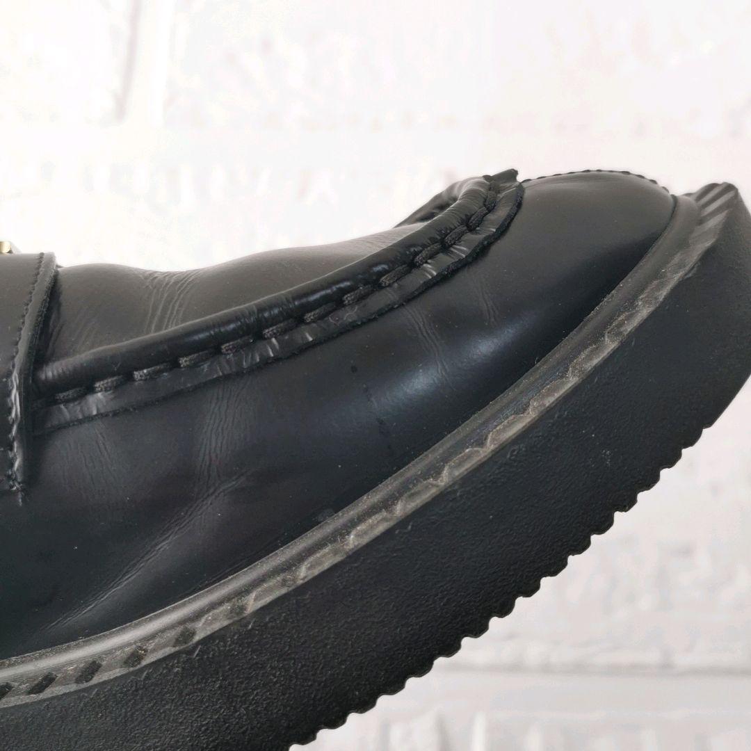 現行【美品✨】ダイアナ ローファー 厚底 ロゴ金具 レザー 24.5 黒