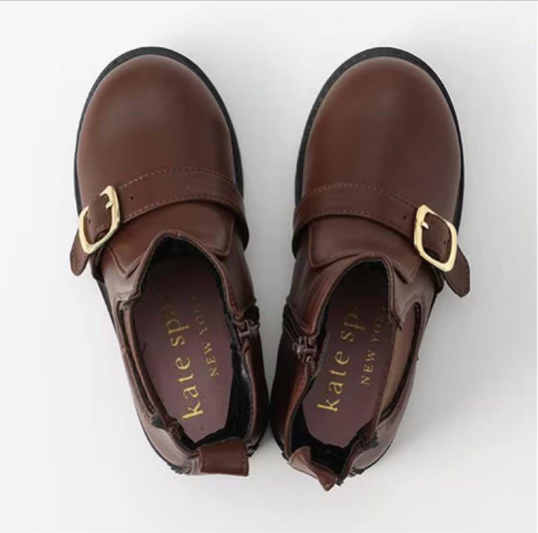 新品　タグ付き　ケイトスペード　キッズ　ベルトサイドゴアブーツ　茶 23cm