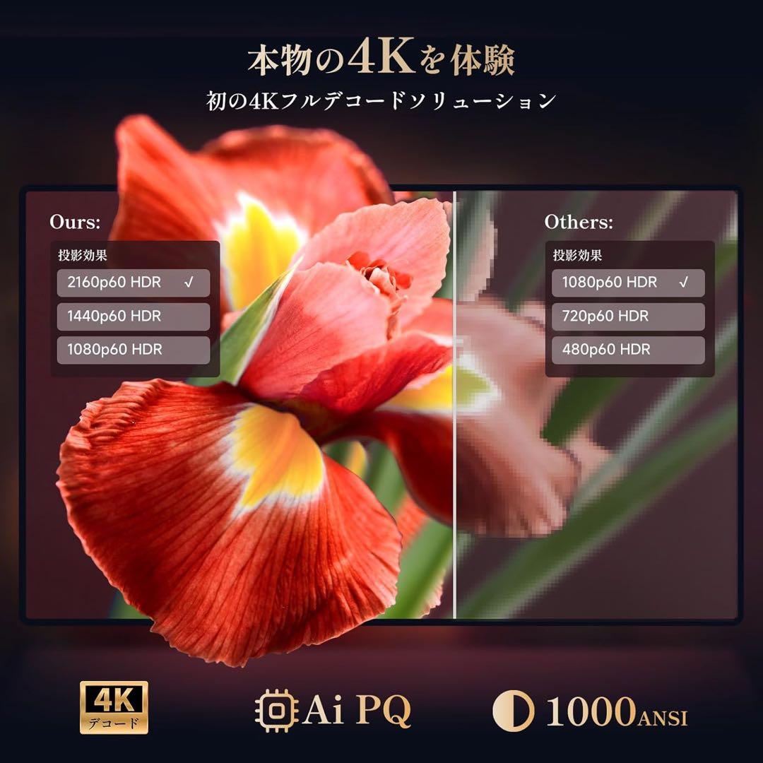 新品！4Kプロジェクター　家庭用　大画面　ホームシアター　小型　映画　ゲーム