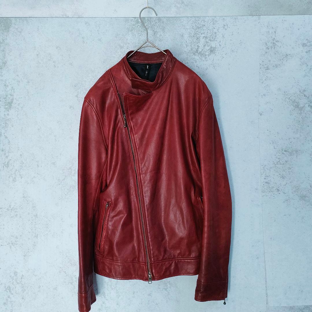 glamb　羊革　レザージャケット　シングル　 赤　メンズ