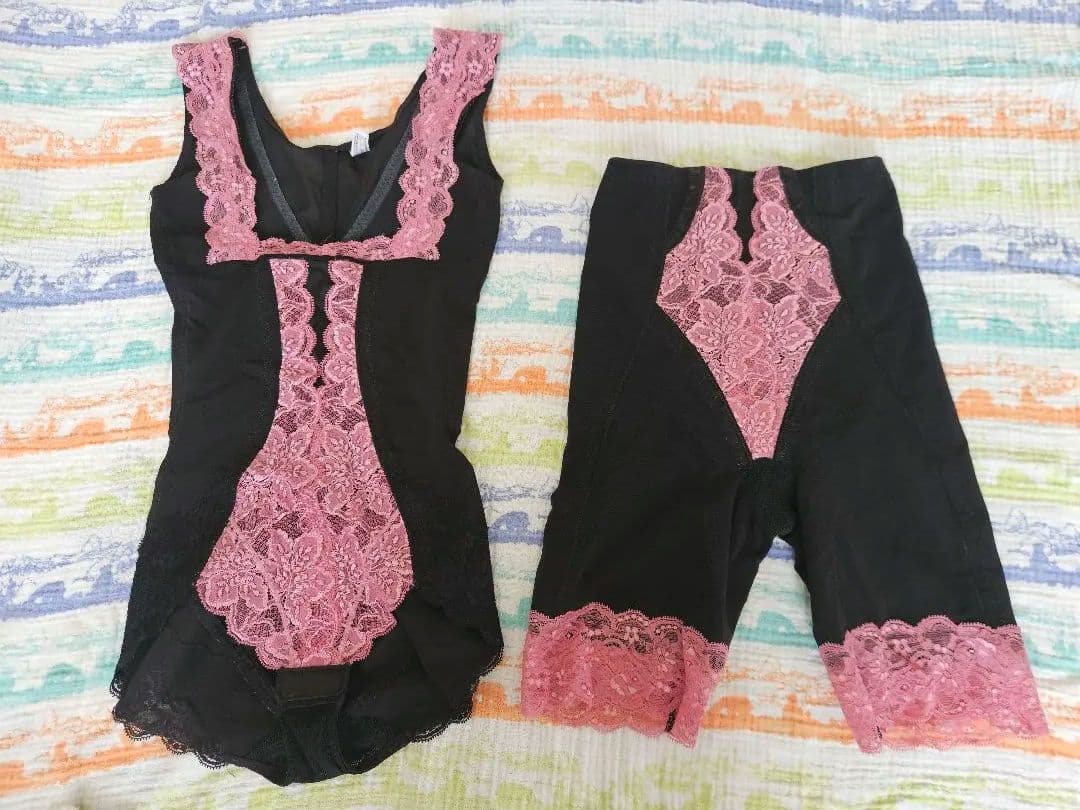 LALA レース付きボディスーツ/ガードルセット スーツ70M/ガードル64