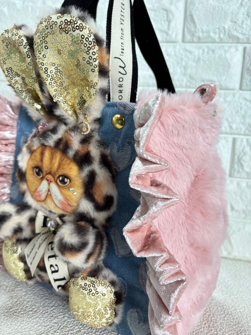 黒*こ様 コヤンイサムチョン　ファーフリルトートバッグ　クムちゃん　ヒョウ柄うさ