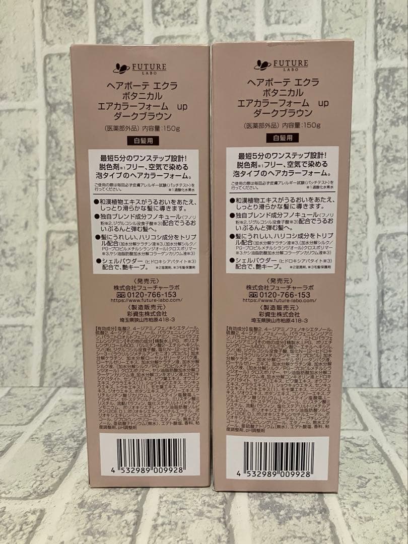 ヘアボーテ エクラ ボタニカル エアカラーフォーム up ダークブラウン 2本
