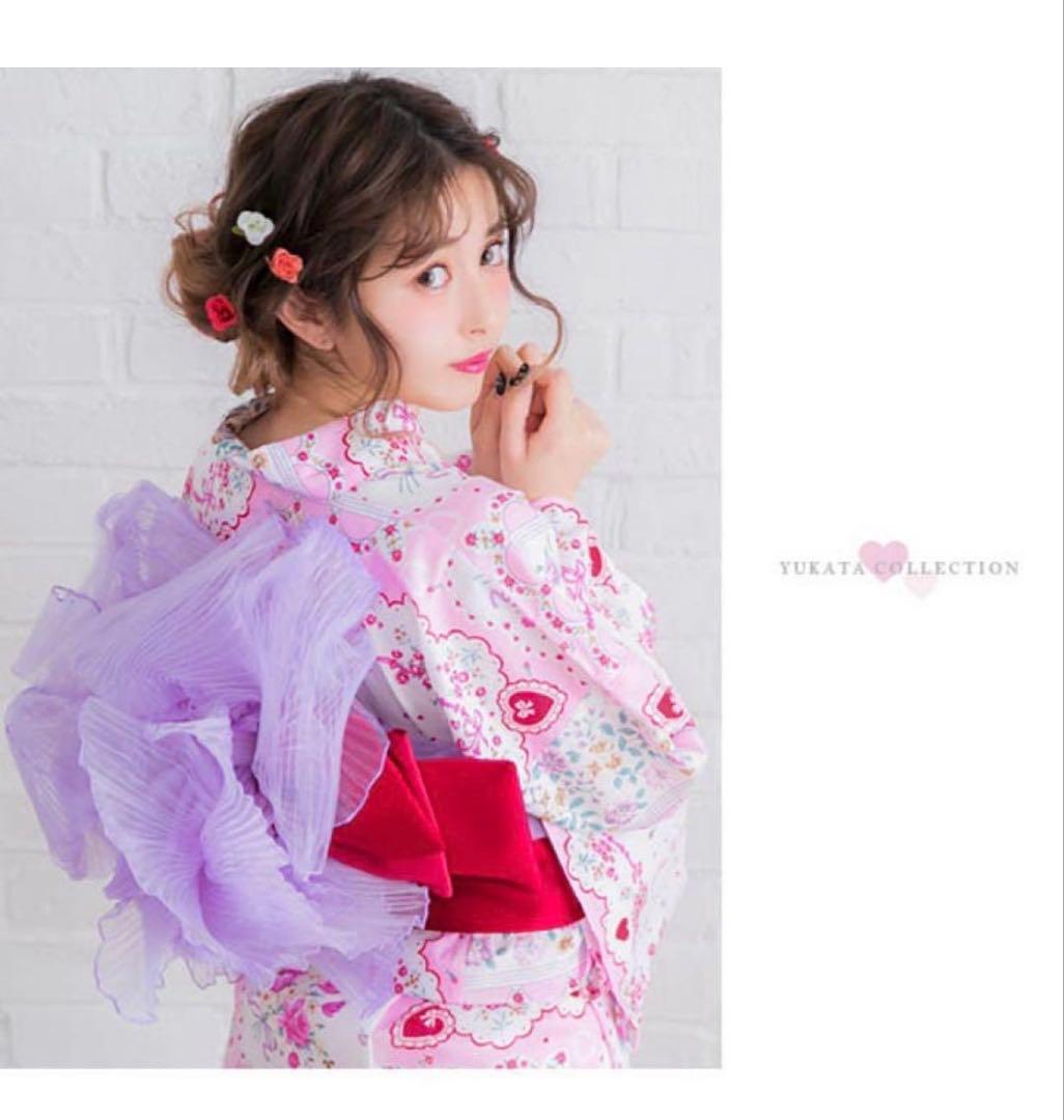 夢展望 DearMyLoveフラワーハンカチーフ柄 浴衣、帯セット