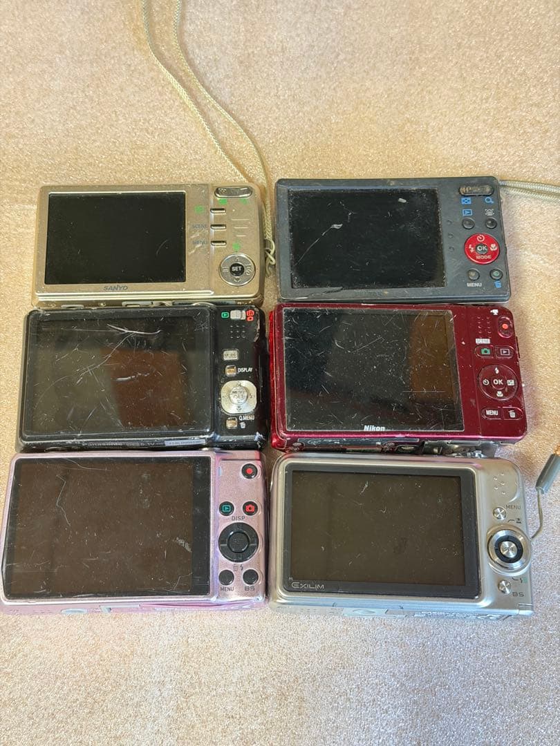 オールドコンデジ デジタルカメラ まとめ売り6台ジャンクSDカードバッテリー付き