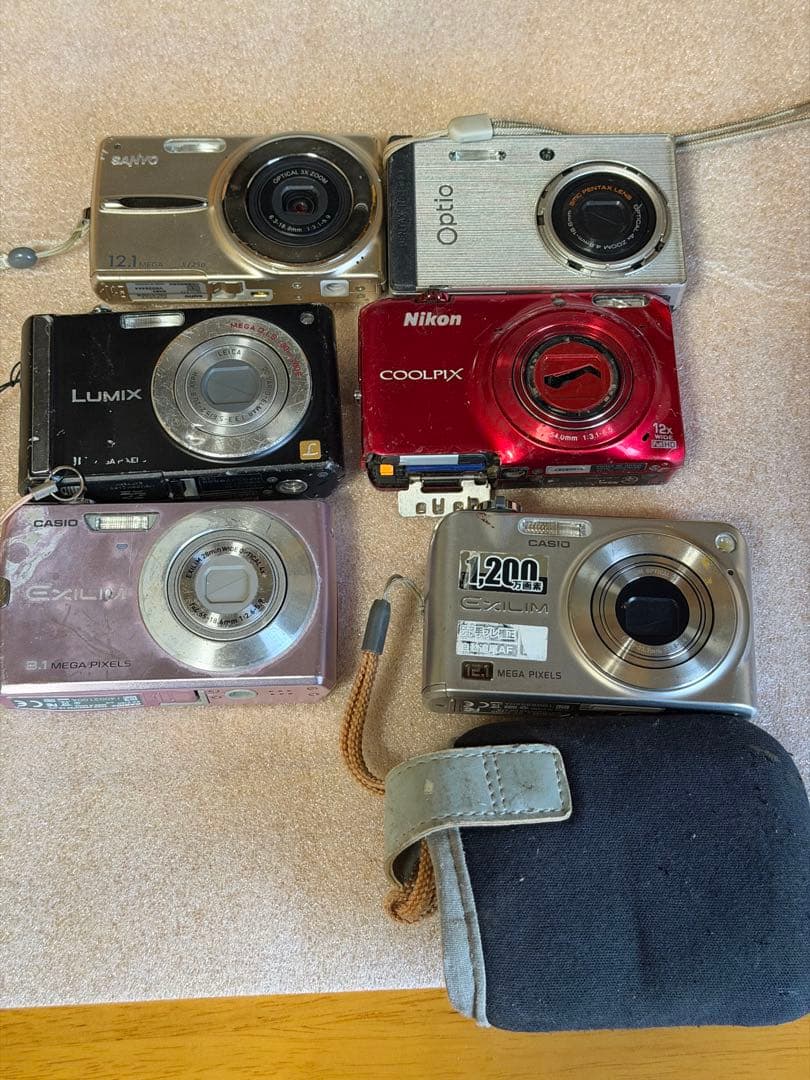 オールドコンデジ デジタルカメラ まとめ売り6台ジャンクSDカードバッテリー付き