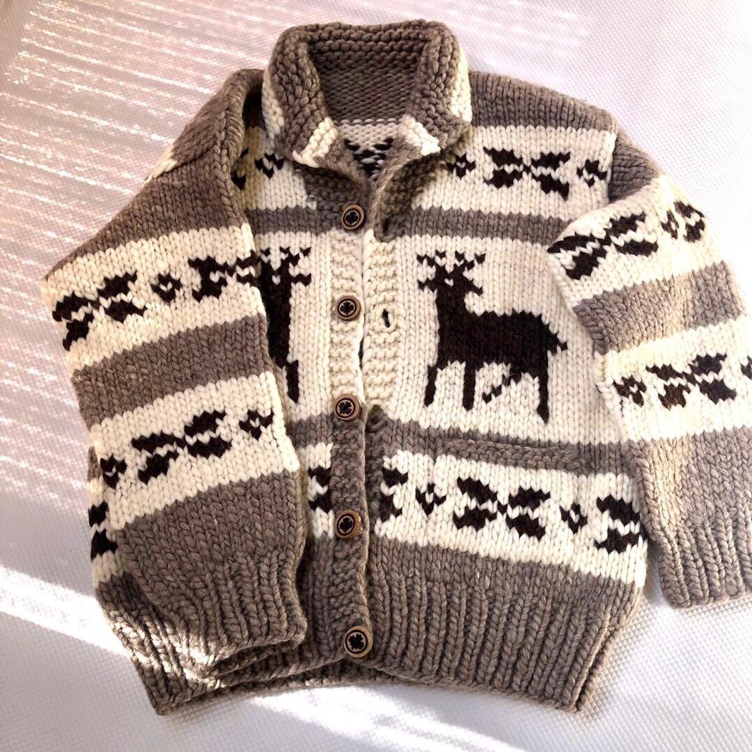 美品❣️カナダ製❣️肉厚カウチンセーター 大きめサイズ VIRGIN WOOL100