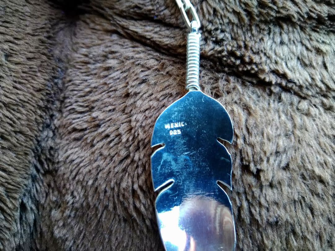 Navajoターコイズペンダントとシルバーフェザーチェーンセット