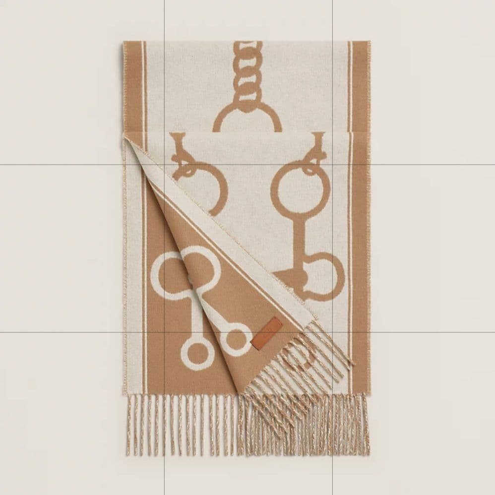 Hermes エルメス２０２５AW マフラー　モール　キャメル　未使用タグつき