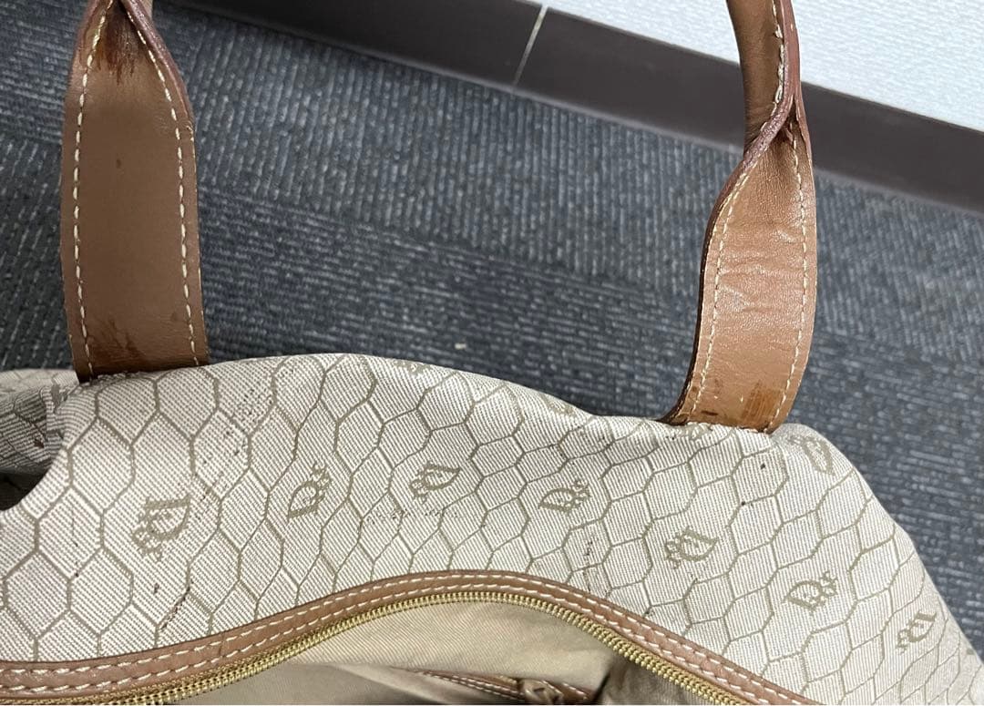 Dior ベージュ ハニカム柄 ボストンバッグ