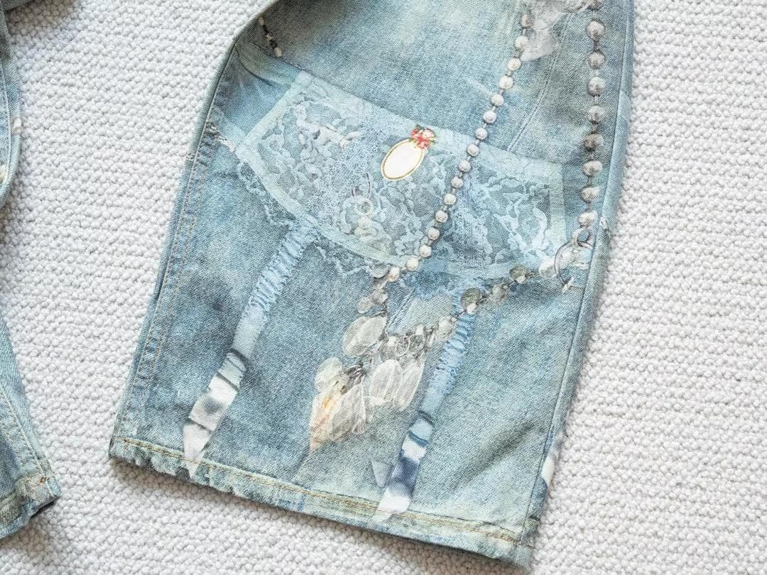 ✨Acne Studios 1981ビーズ装飾のビンテージデニムパンツ