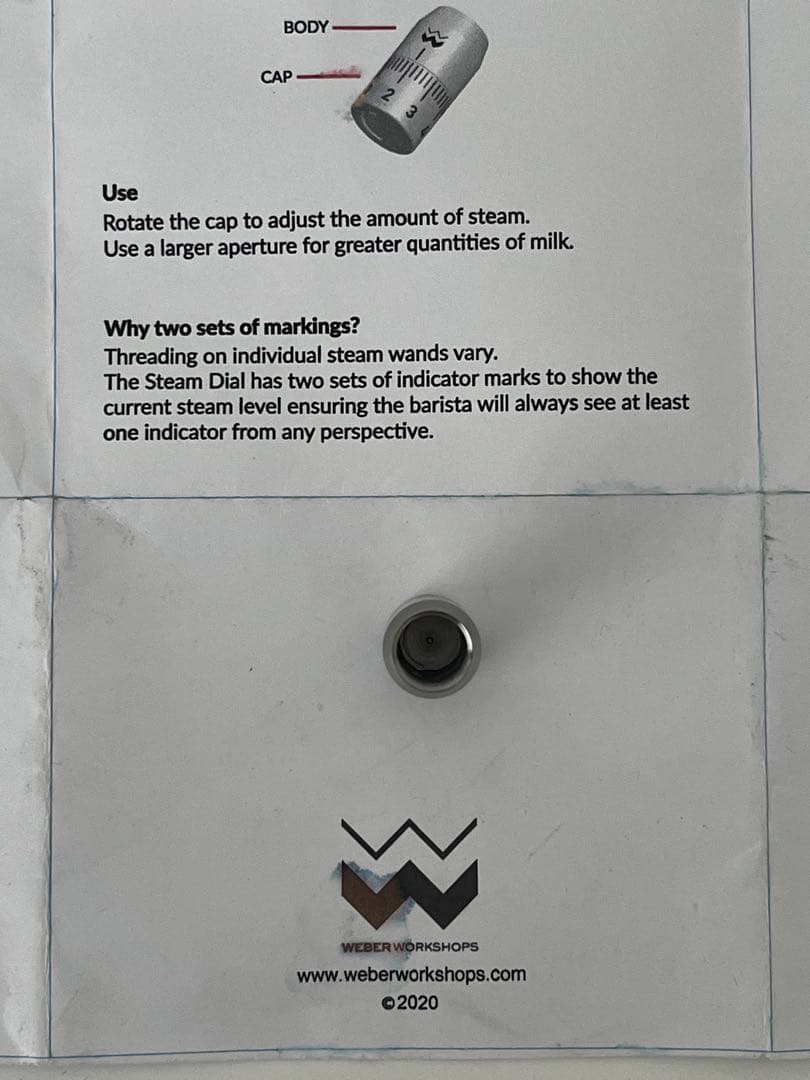 Weberエスプレッソマシン用スチームダイヤル Pavoni用変換アダプター付き