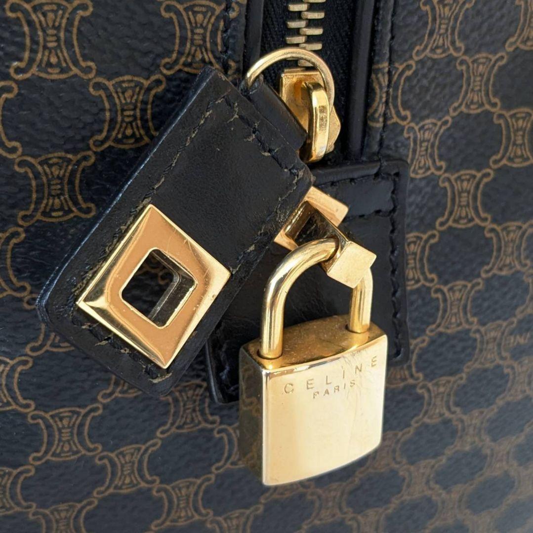 ✨極美品 CELINE 黒マカダム ボストンバッグ 鍵 2way PVC 大容量