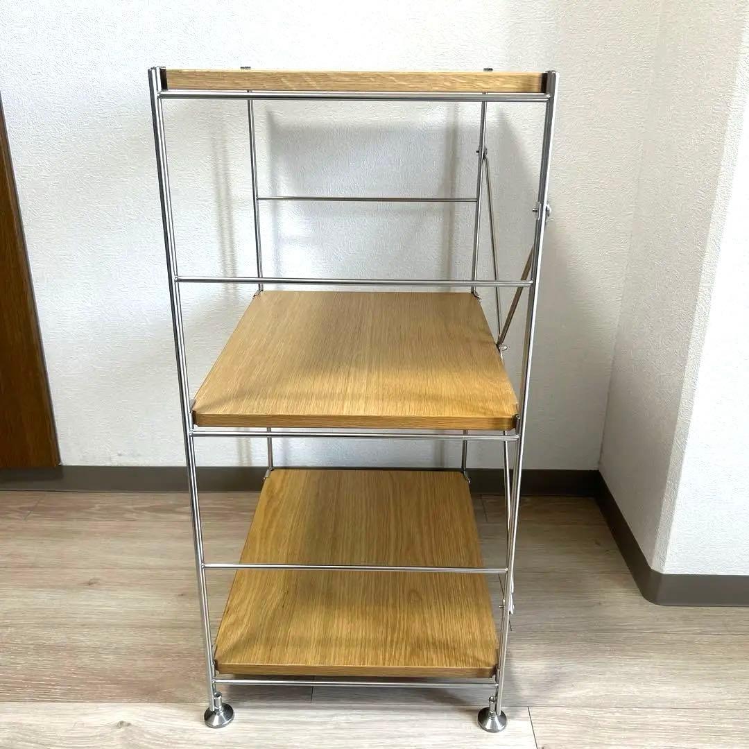 【土日限定値下げ】ステンレスユニットシェルフ　オーク材棚セット　小　無印