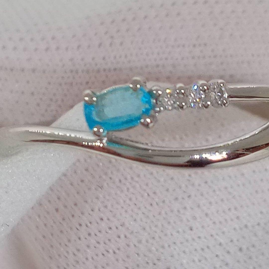 y*i様 pt900 パライバトルマリン＆ダイヤモンドリング　ミルフローラ　鑑別