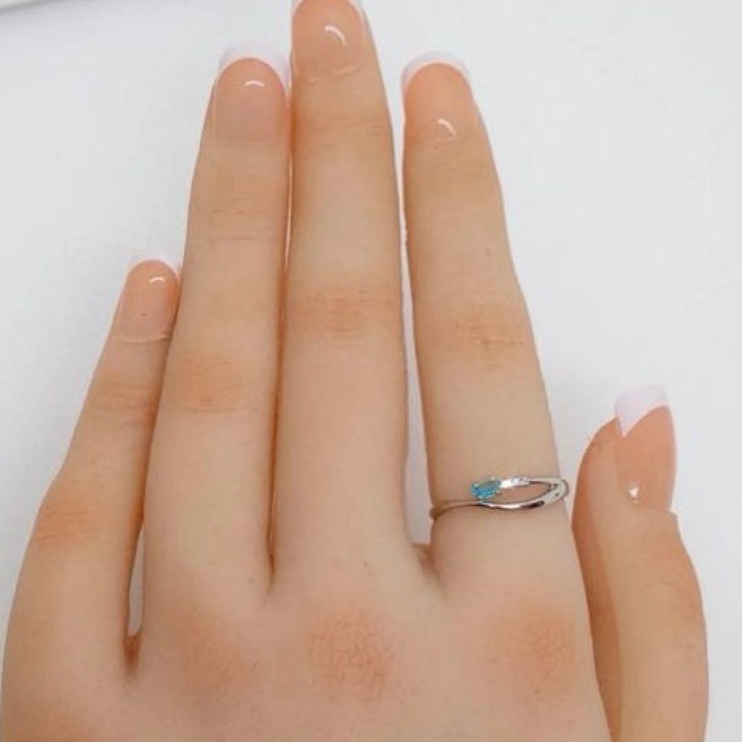 y*i様 pt900 パライバトルマリン＆ダイヤモンドリング　ミルフローラ　鑑別