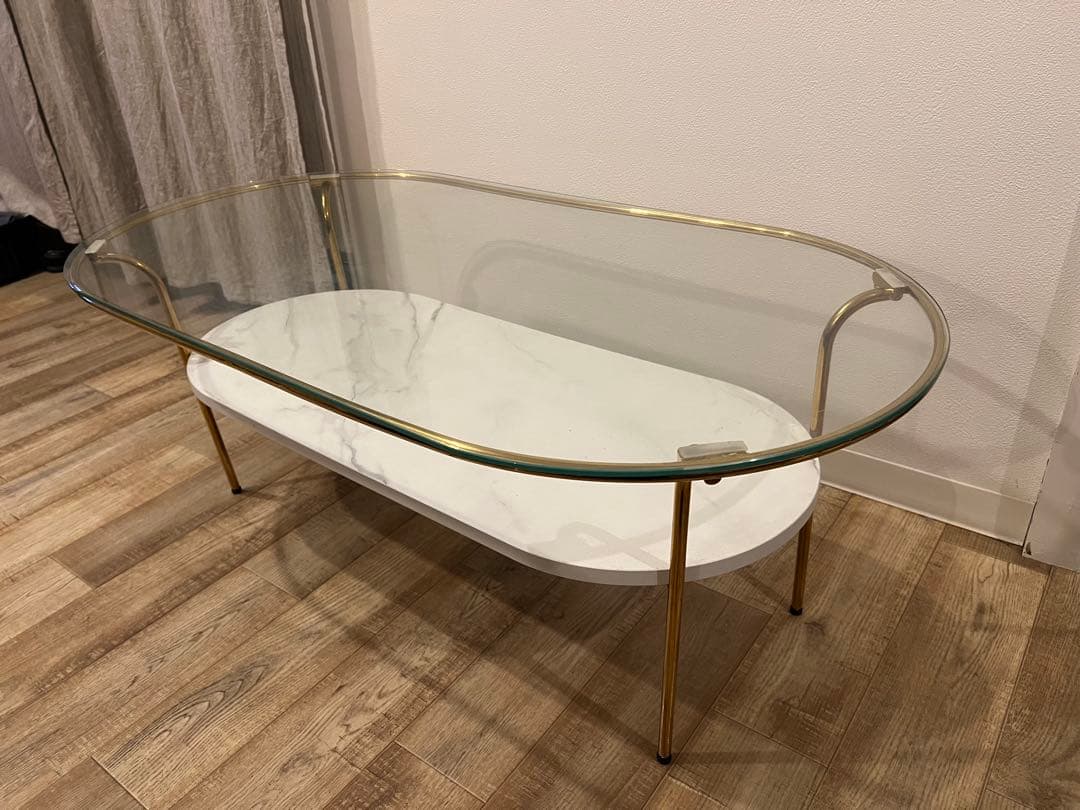 Francfrancレガート コーヒーテーブル L ゴールド×マーブル