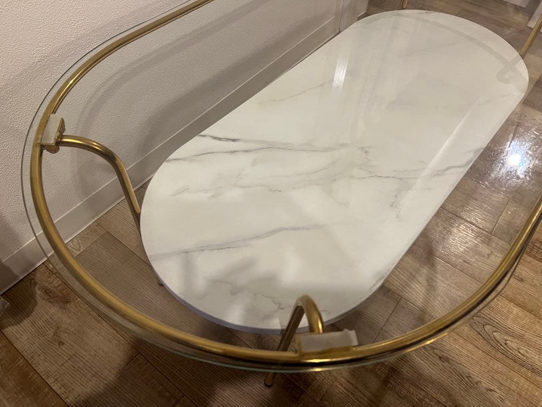 Francfrancレガート コーヒーテーブル L ゴールド×マーブル