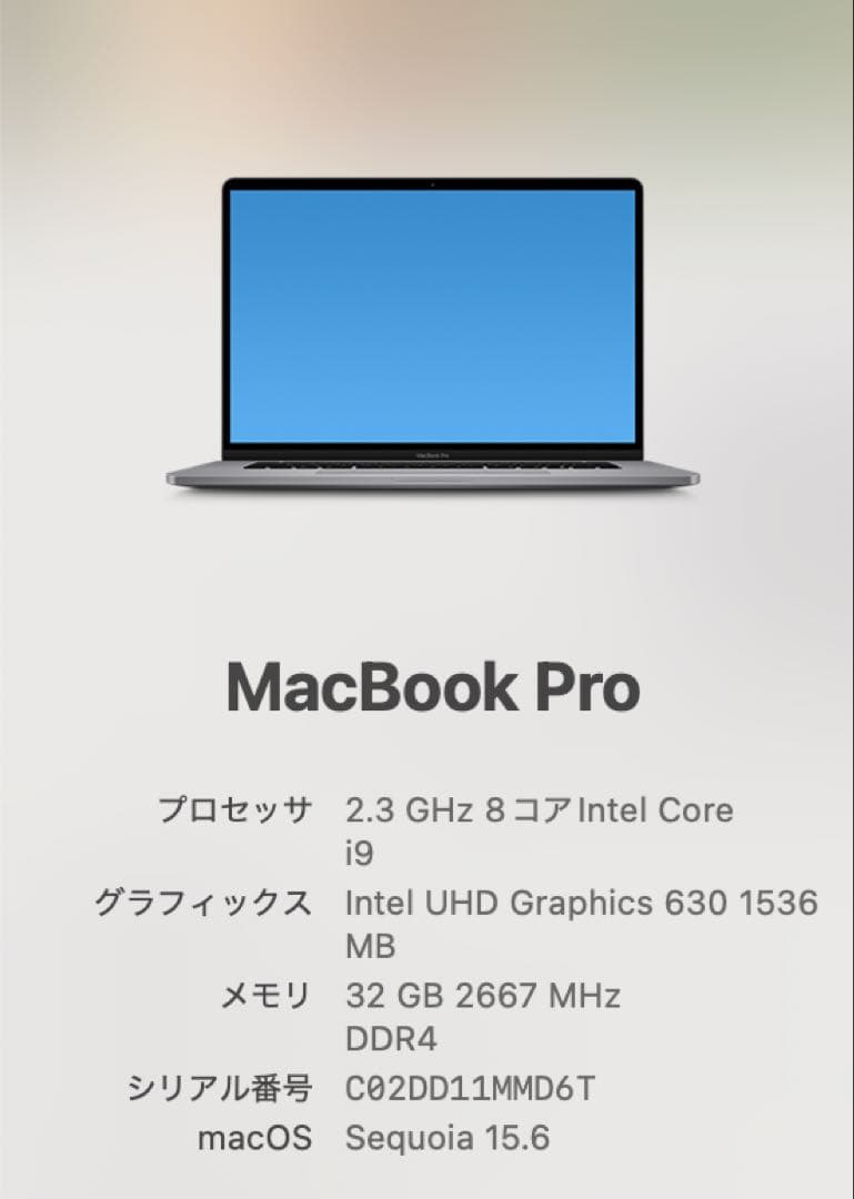 MacBook Pro 16インチ i9/32GB/1TB おまけつき