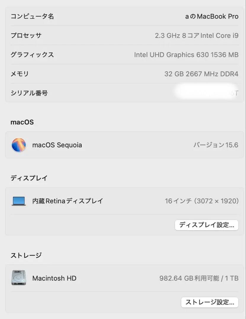MacBook Pro 16インチ i9/32GB/1TB おまけつき