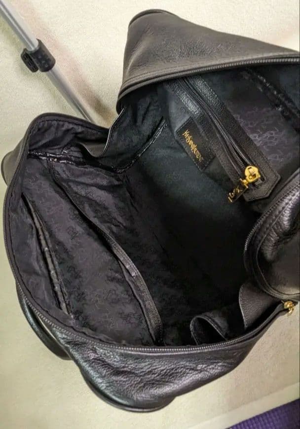 YVES SAINT LAURENT YSLロゴ ボストンバッグ/シボ革