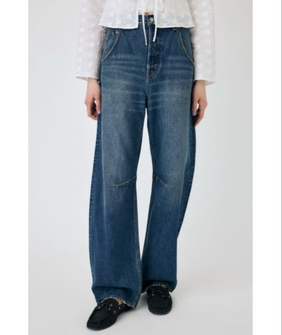 moussy DROP WAIST CURVE STRAIGHT ブルー 0