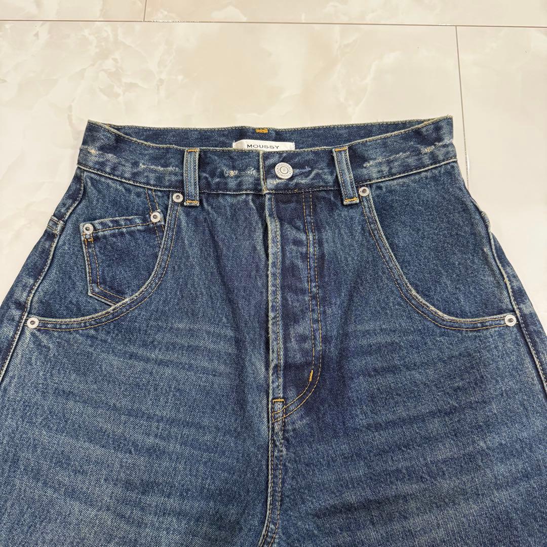 moussy DROP WAIST CURVE STRAIGHT ブルー 0