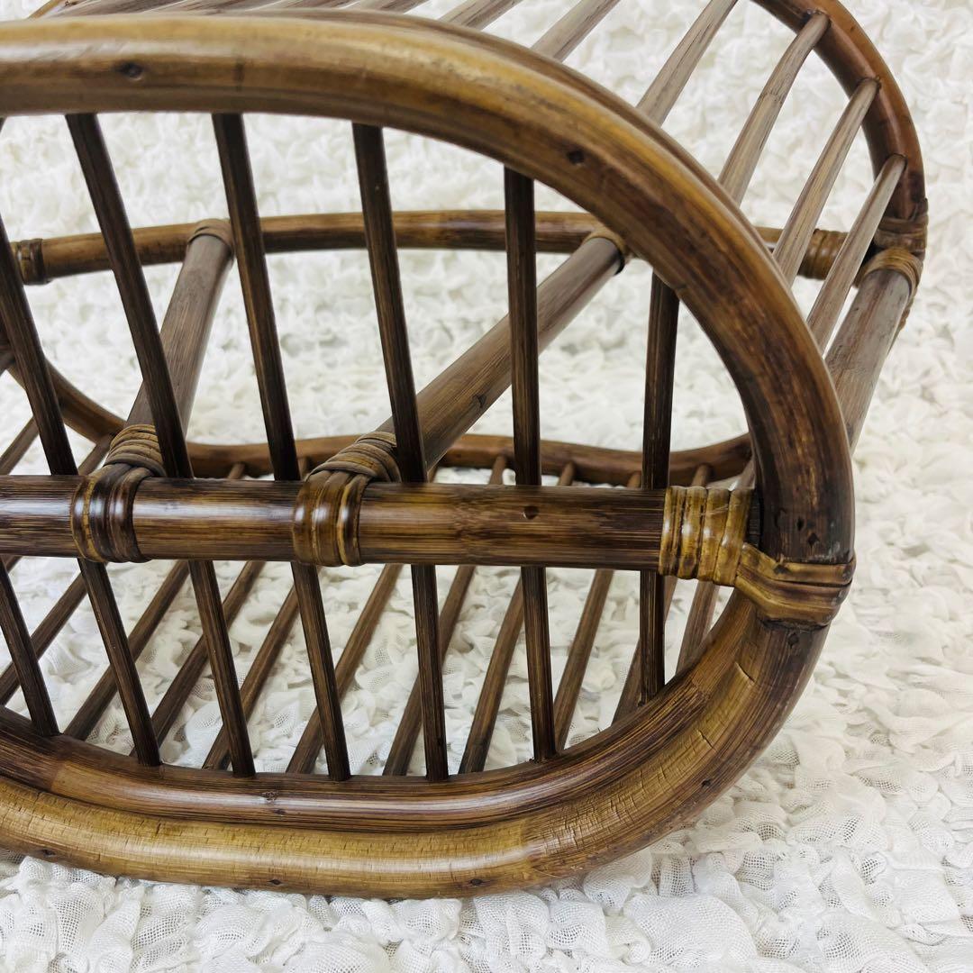 籐家具 小物入れ インテリア ラタンマガジンラック 籠かごアンティーク昭和レトロ